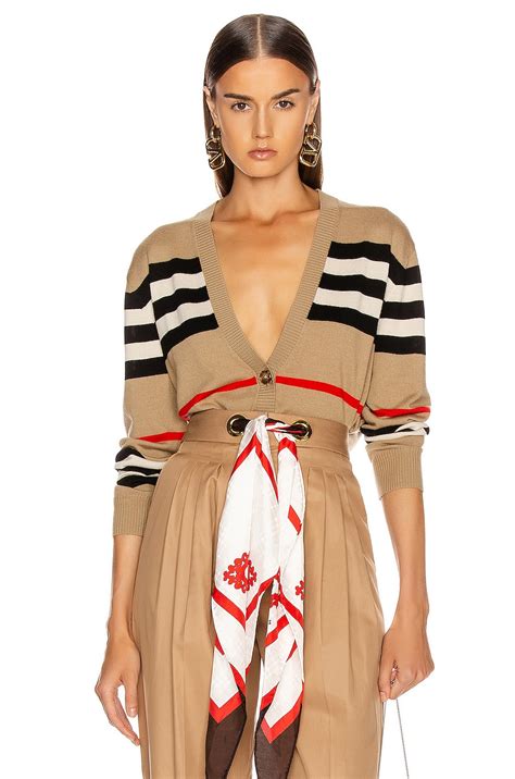 Burberry Scioto Stripe Cardigan in Archive Beige